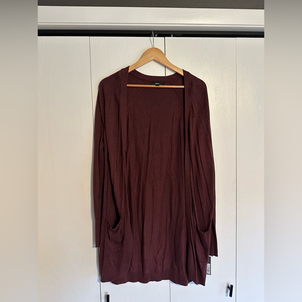 NWT Burgundy Open Front Cardigan